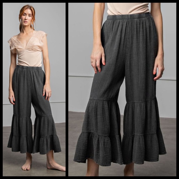 easel Pants & Jumpsuits Easel Luxurious Soft Cozy Cotton Mineral Washed Pants Elastic Waist